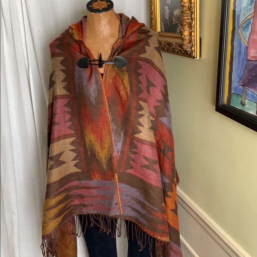 NWT Hooded Tribal Poncho